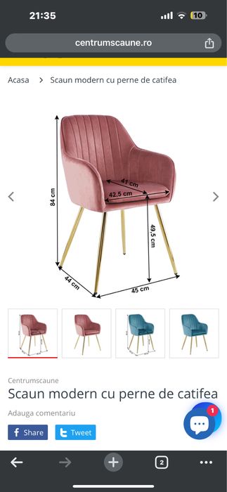 Scaun modern cu perne de catifea