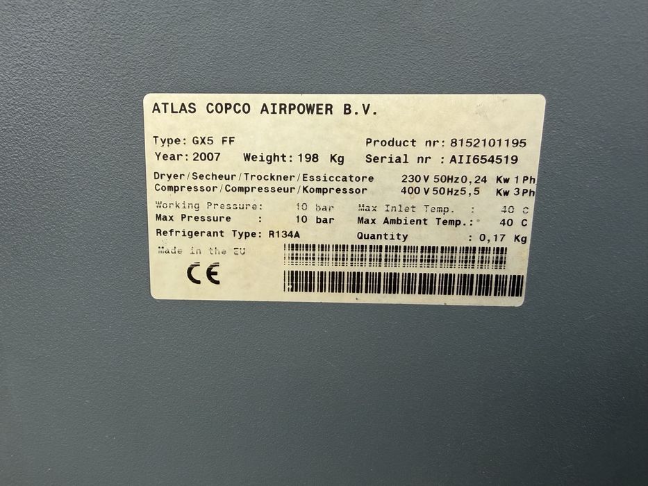 Compresor cu surub Atlas Copco complet echipat