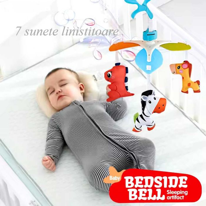 Carusel bebe patut, jucarie interactiva, cu 3 figurine, 7 melodii,