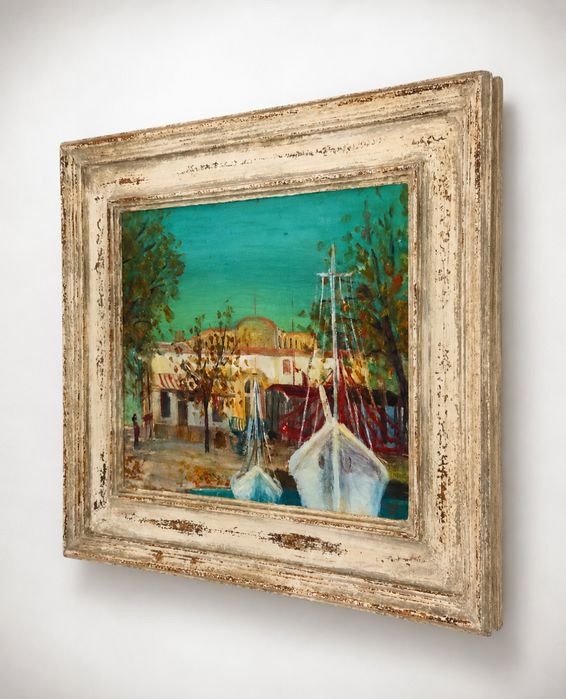 Маслена картина Michèle Catala (1921–1951) – „Пристанище край Валенсия“, 1948 г.