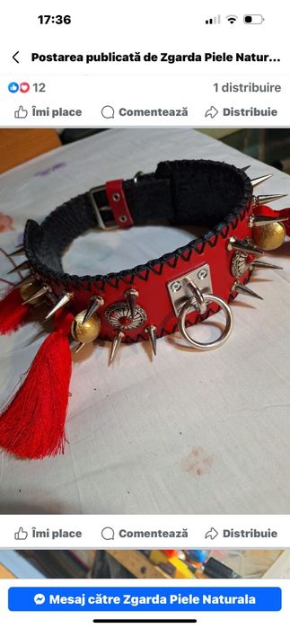 Zgarda piele naturala ( fb) ,calitate ,hand-made