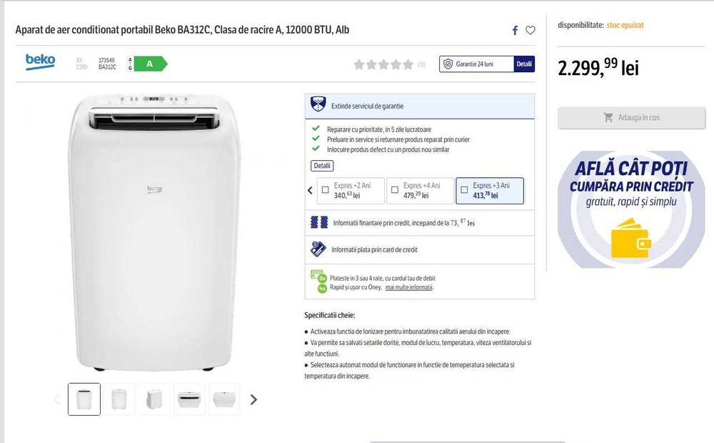 Aer Conditionat Portabil BEKO 12000BTU