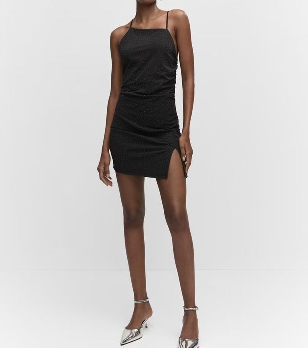 Rochie cu strasuri asimetrica Mango