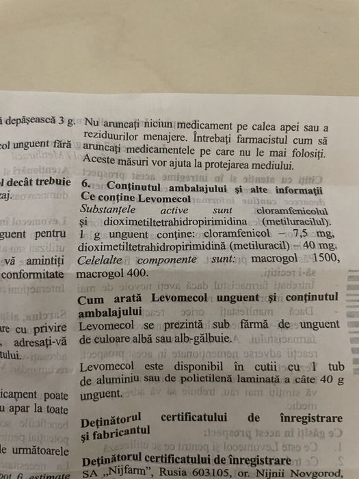 Levomecol Cicatrizant unguent 40g