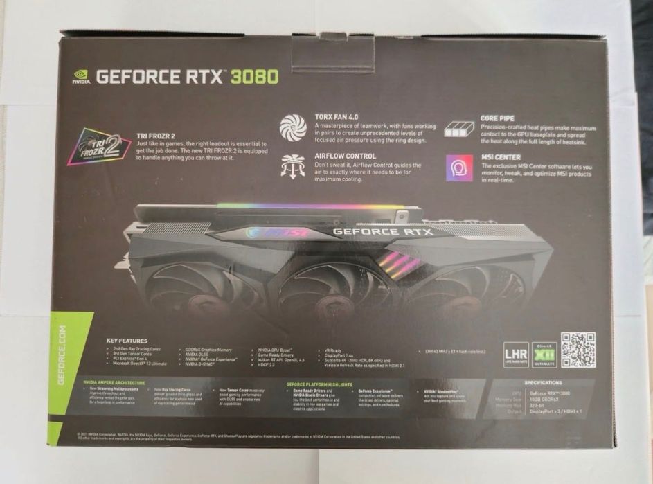 Видео карта MSI GeForce RTX 3080 Gaming Z Trio 10gb