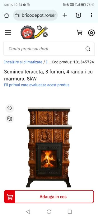 Vând sobă teracotă tip șemineu.