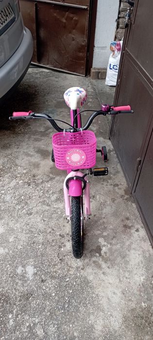 Детски велосипед, розов, с цикламена кошничка – 16"