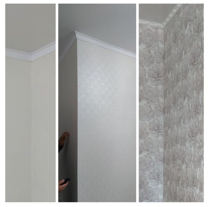 Обои, поклейка галтель