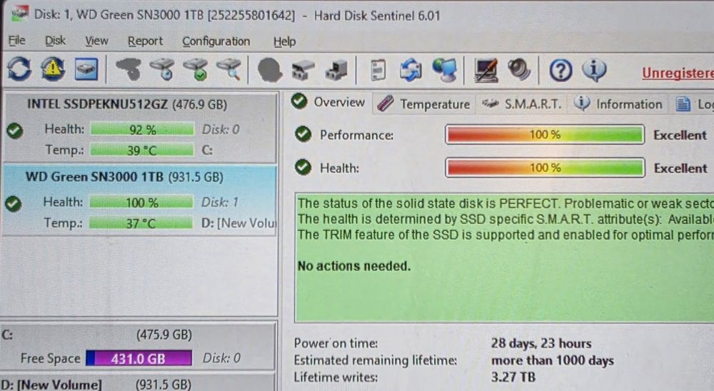 1TB WD NVMe pci 4.0 x4
