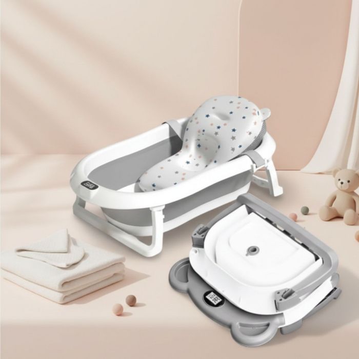 Сгъваема бебешка вана с възглавница и термометър