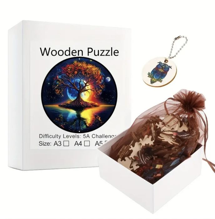 Красиви дървени пъзели различни видове интересни части с различниформи