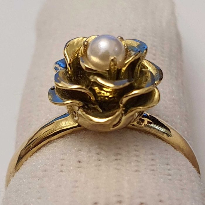 M60 Inel Aur 14K Cu Perla Naturala Akoya