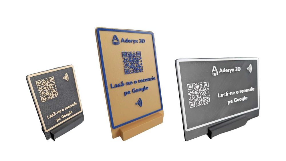 Stand recenzii Google cod QR si NFC, printat 3D, de la 79 lei