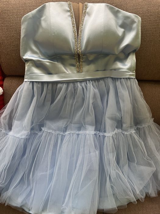 Официална рокля Lorretti с коланче тюл и сатен