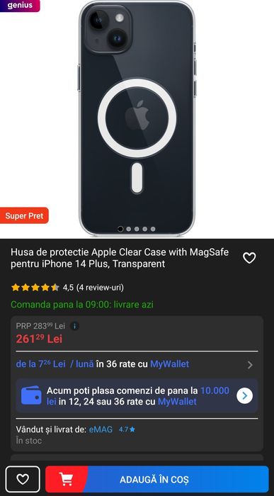 Husa transparenta originala Apple Clear Case Magsafe iPhone 14 Plus