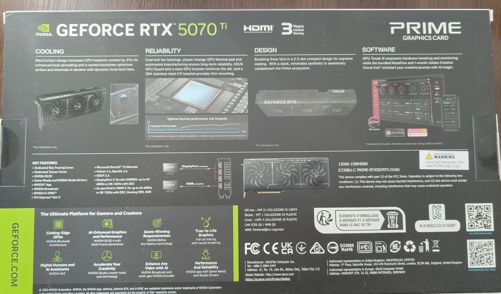 Видеокарта Asus GeForce RTX 5070Ti, 16Gb