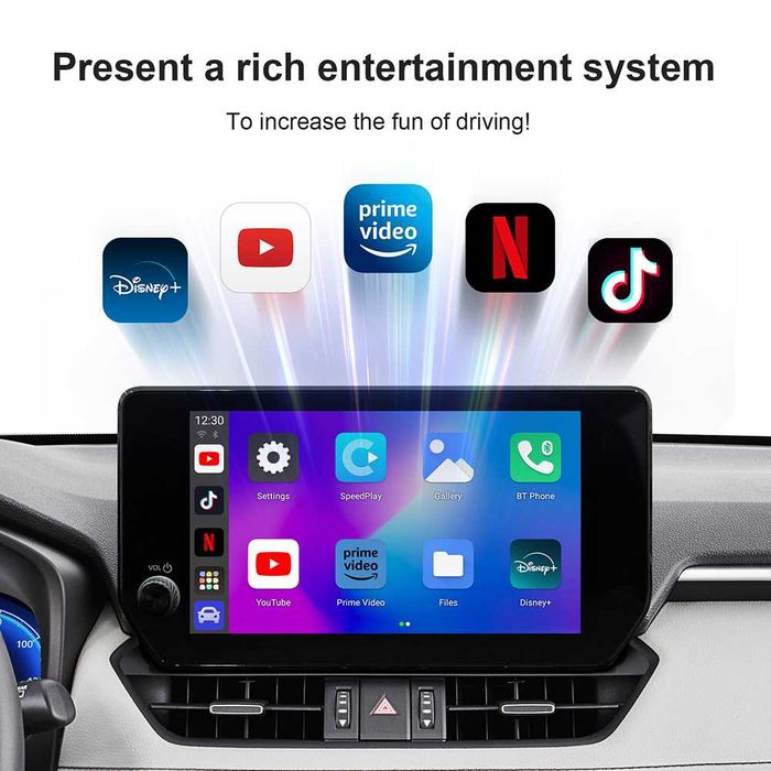 Безжичен CarPlay & Android Auto AI Car Video Box – YouTube, Netflix, Android 13 за Кола