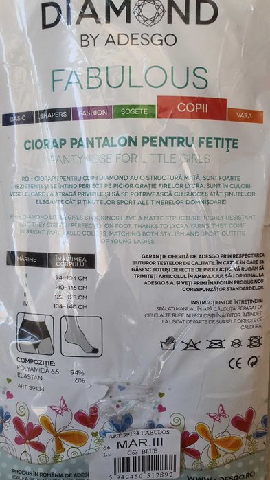 Ciorap pantalon 40 DEN fete varsta 122-128 Noi