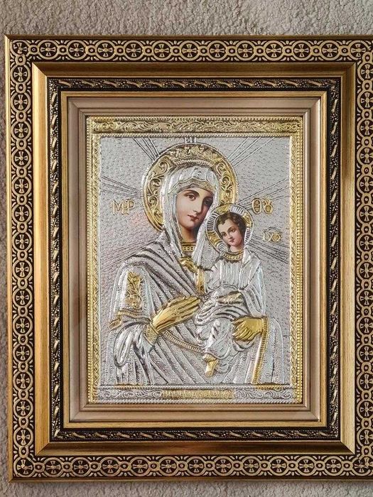 Icoana Maicii Domnului „Portărița” din Iviron ARGINTATA Relief 3 D