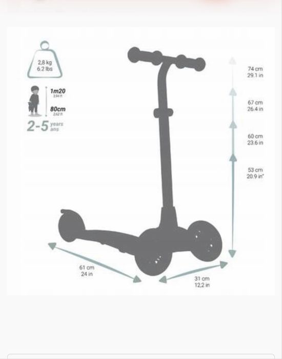 Trotineta copii OXELO B1 500 Decathlon cu cosulet si claxon