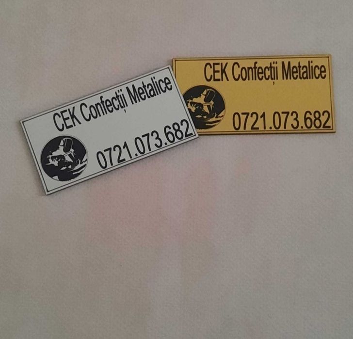 Placa metalex abs auriu argintiu cu interior negru laser