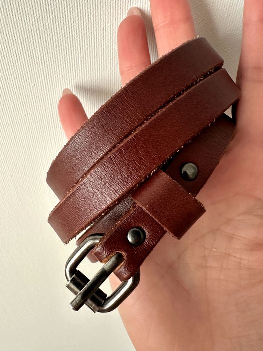 Curea de piele subțire chestnut unisex