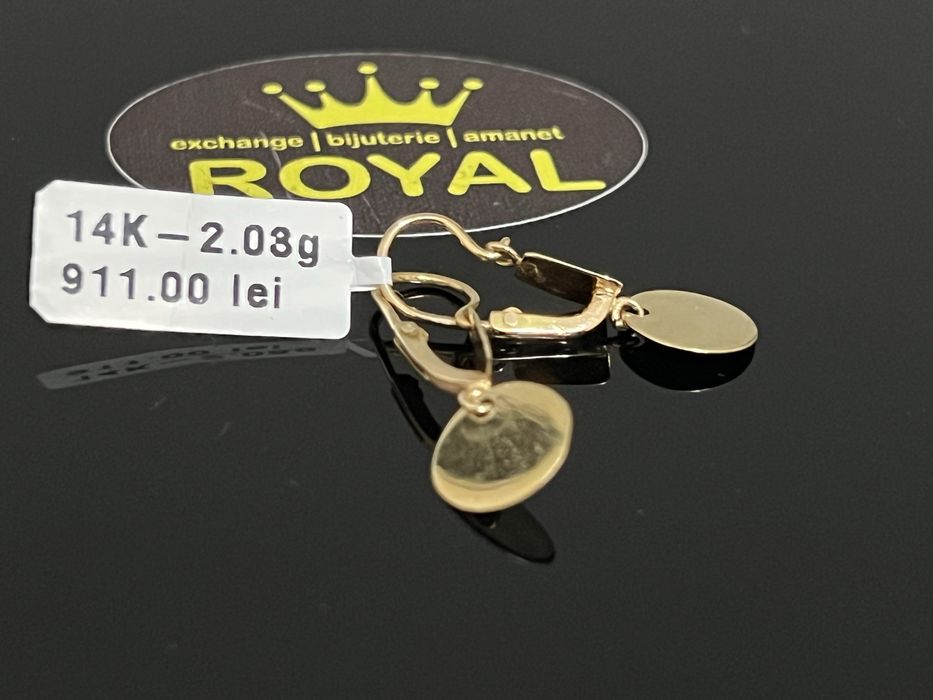 Bijuteria Royal CB : Cercei bănuț aur 14k 585  2,03 grame