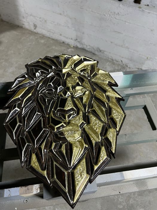 Геометрическое панно “Лев” — настенный 3D-декор (ручная работа)