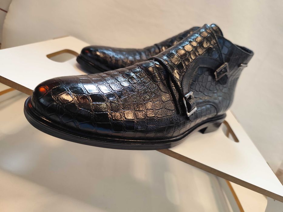 Ghete double monk 45 premium Rage Age piele naturala moale embosata