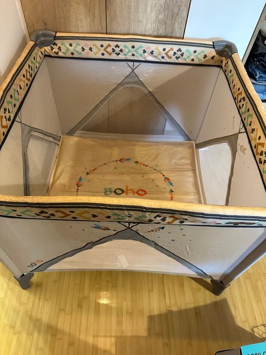 Tarc de joaca pliabil Cangaroo Boho Beige 99x99 cm