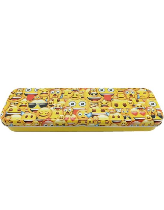 Правоъгълен метален училищен моливник с емотикони - Пенал Emoji