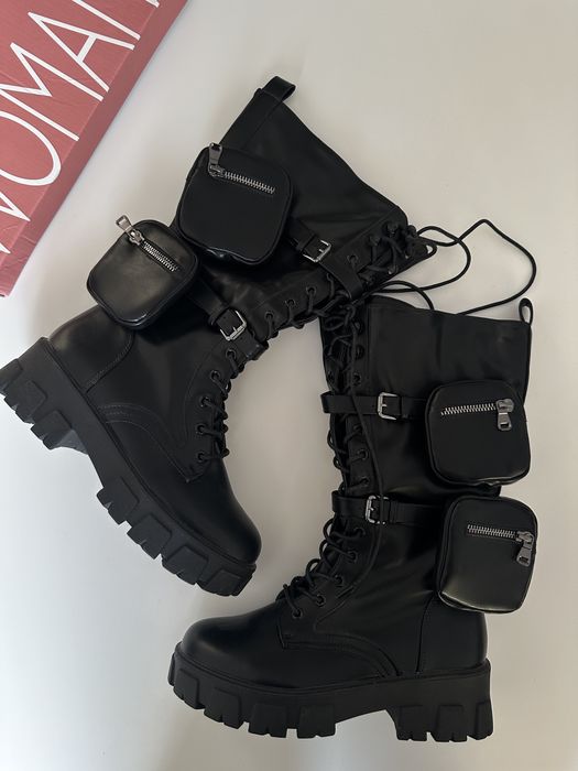 Черни дамски кожени боти тип Prada 38