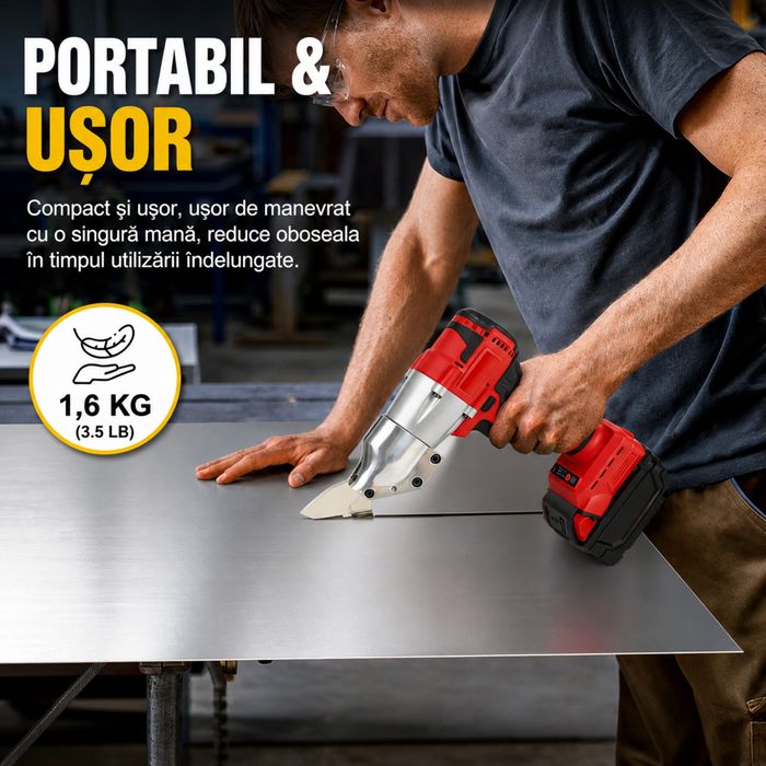 Foarfeca electrica tabla 800W Brushless, taiere metal, 2300 RPM, acumulator inclus