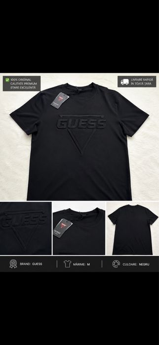 Tricou GUESS  Negru Logo 3D toate marimile