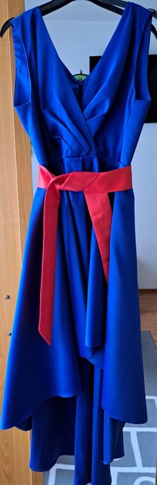 Rochie albastra cu cordon rosu