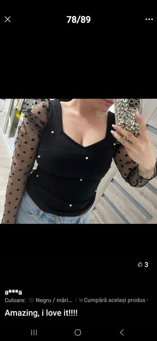 Top cu mâneci bufante din voal, măsura L