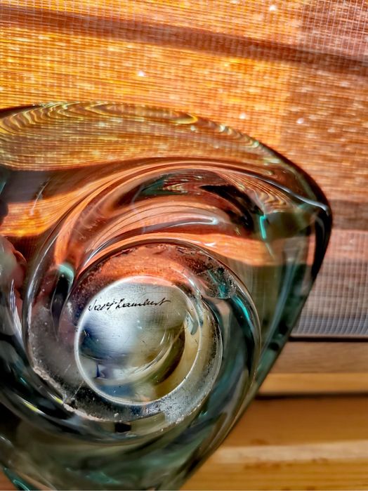 Антикварно плато купа Val St.Lambert подписана уникална Patelle Modern