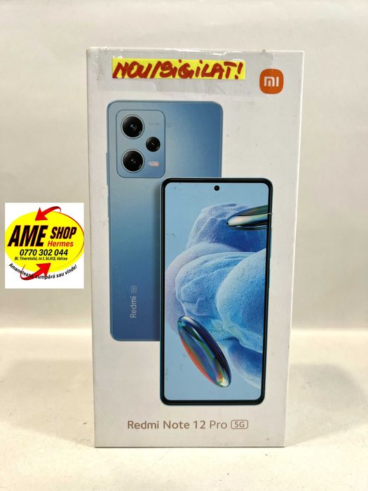 Xiaomi Redmi Note 12 Pro 5G, 128GB/6GB, Midnight Black, NOU/Sigilat!