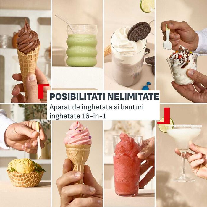 Aparat inghetata si deserturi reci Tefal Freezi, slushy, cocktail, milkshake ca NOU