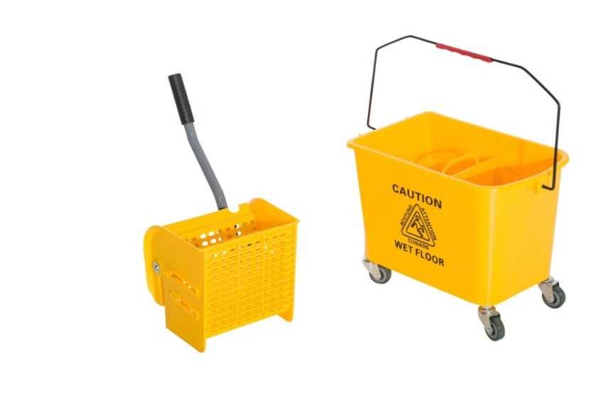 Carucior galeata 20L cu storcator pentru curatenie, Galben