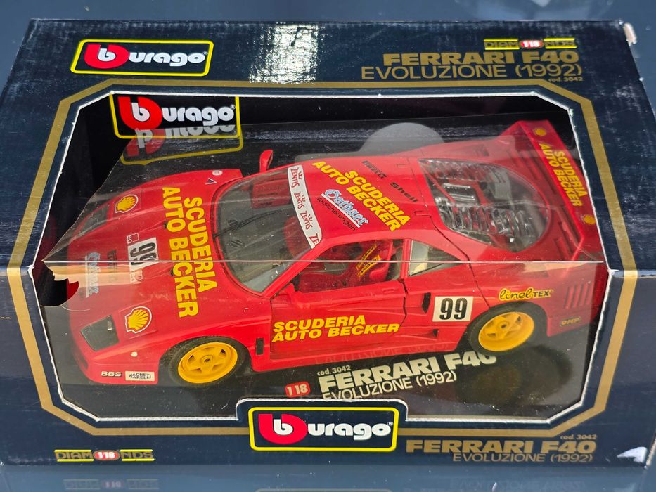 Macheta Auto 1/18 Burago Ferrari F40 Evoluzione 1992 Auto Becker
