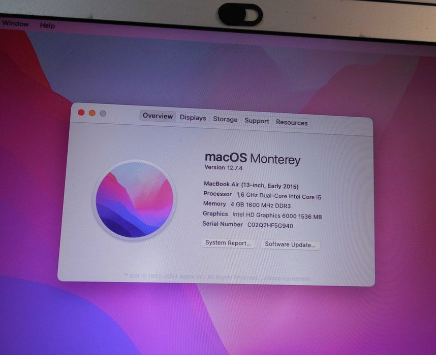 Vand laptop MacBook Air 2015 display 13,3 inch