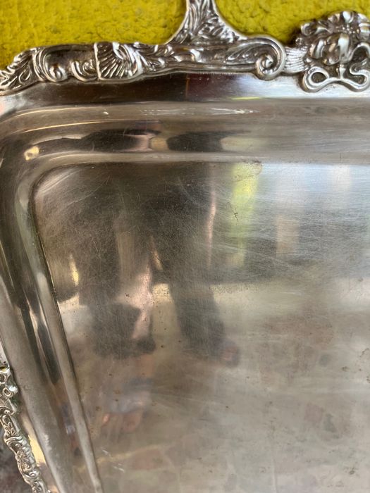 Старинен тежък посребрен  поднос( тава)