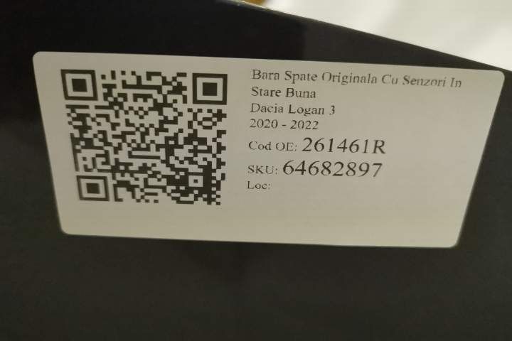 Bara Spate Originala Cu Senzori In Stare Buna  Dacia  Logan  3 [2020 -