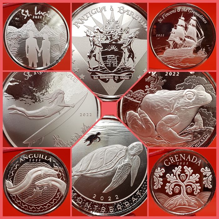 SUA Scottsdale Mint EC8 2021 si 2022 complete monede argint lingou 999