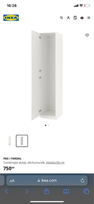 Dulap Ikea, PAX Tanem cu accesorii, stare foarte buna