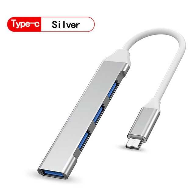 USB HUB 3.0, 4 Ports. Тип USB и Type-C. Гарантия. Доставка