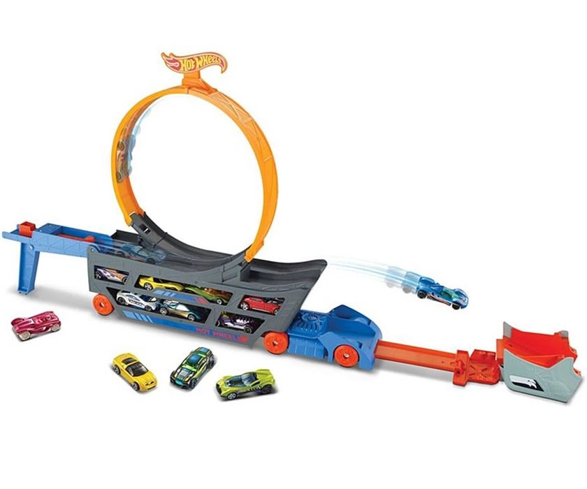 Hot Wheels - Игрален комплект Транспортьор с писта и количка