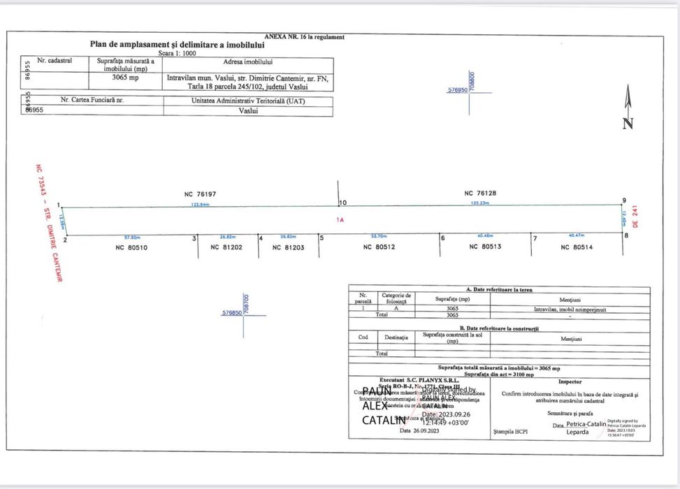 Teren intravilan Str. Dimitrie Cantemir