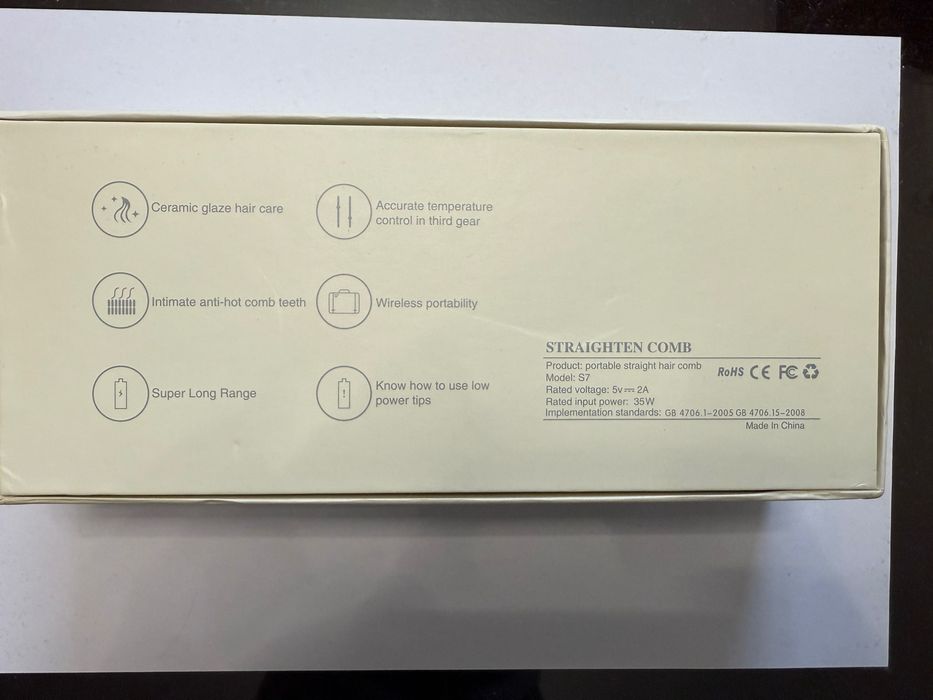 Гребен за изправяне на коса, брада, LCD дисплей, USB зареждане